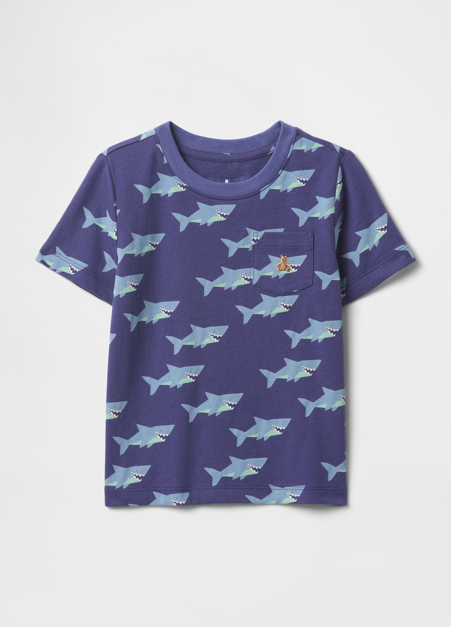 T-shirt sfumata azzurra e blu con taschino frontale