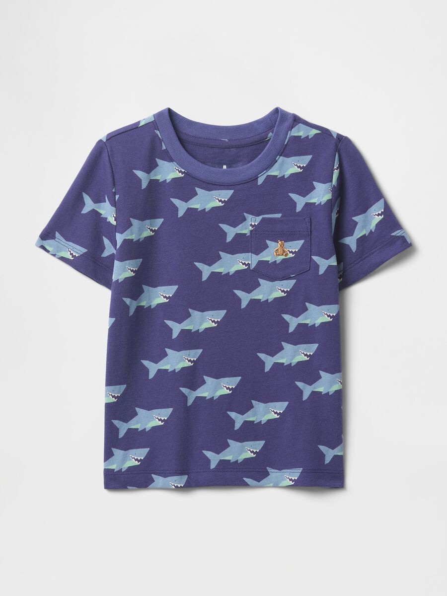 T-shirt sfumata azzurra e blu con taschino frontale Bimbo_0