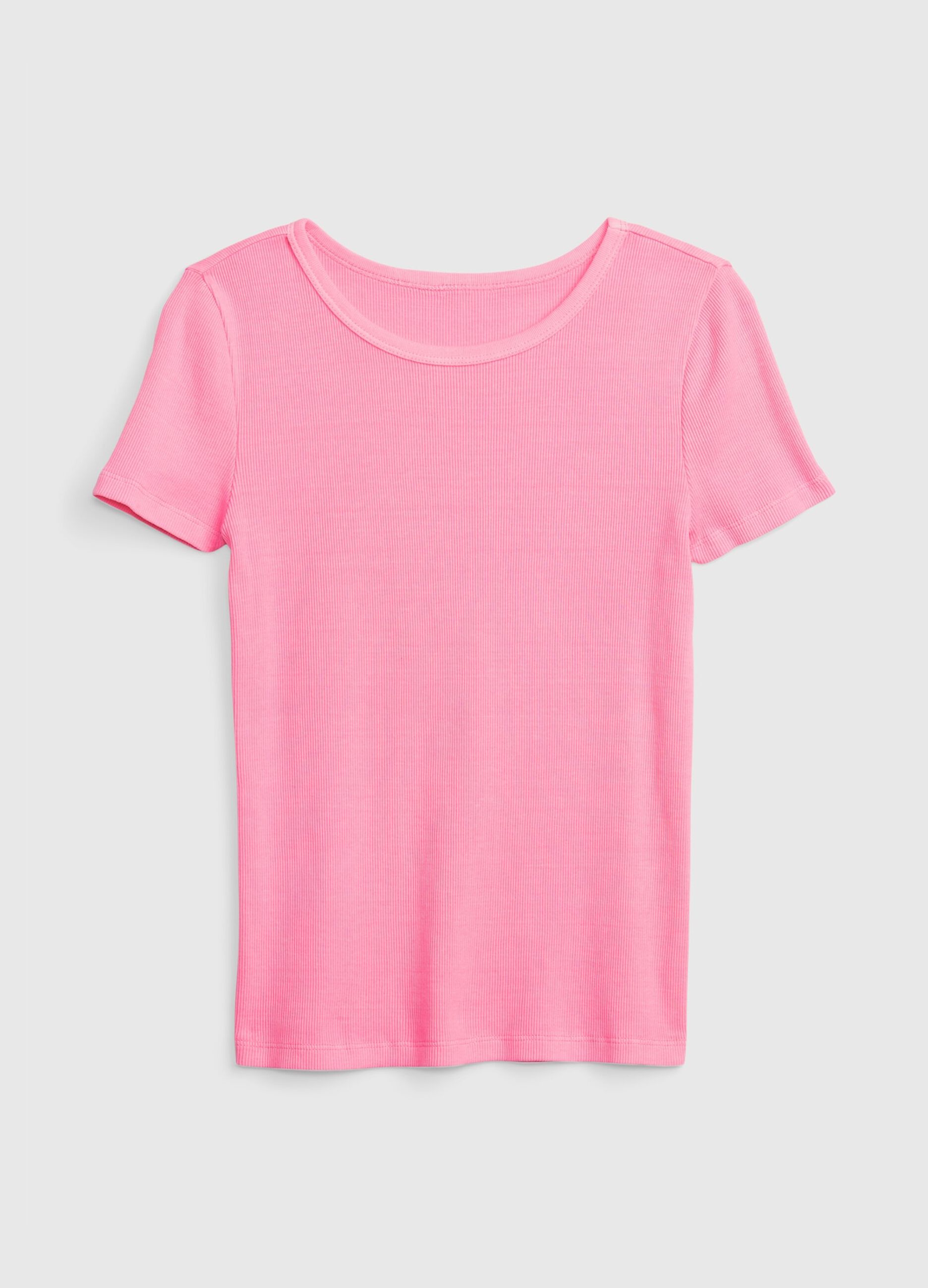 Ribbed T-shirt with round neck
