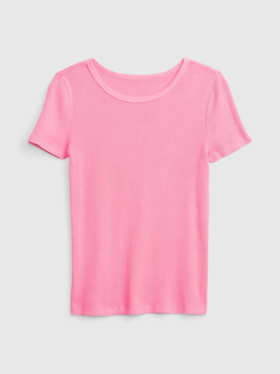 Ribbed T-shirt with round neck Girl_0