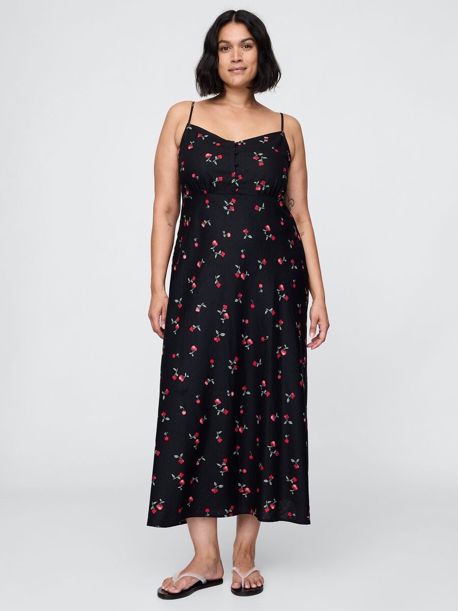 Vestito lungo nero con fantasia floreale Donna_3