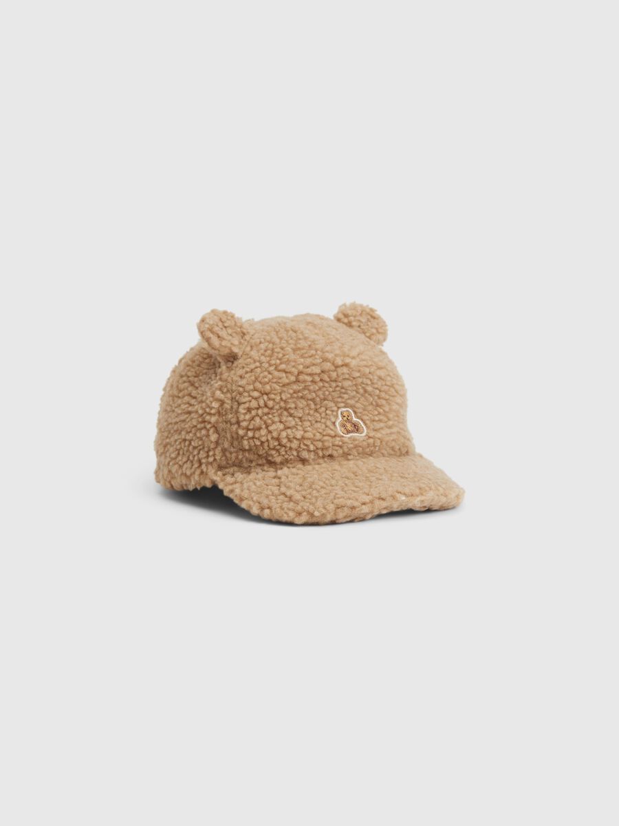 Sherpa hat with patch and ears Newborn Boy_0