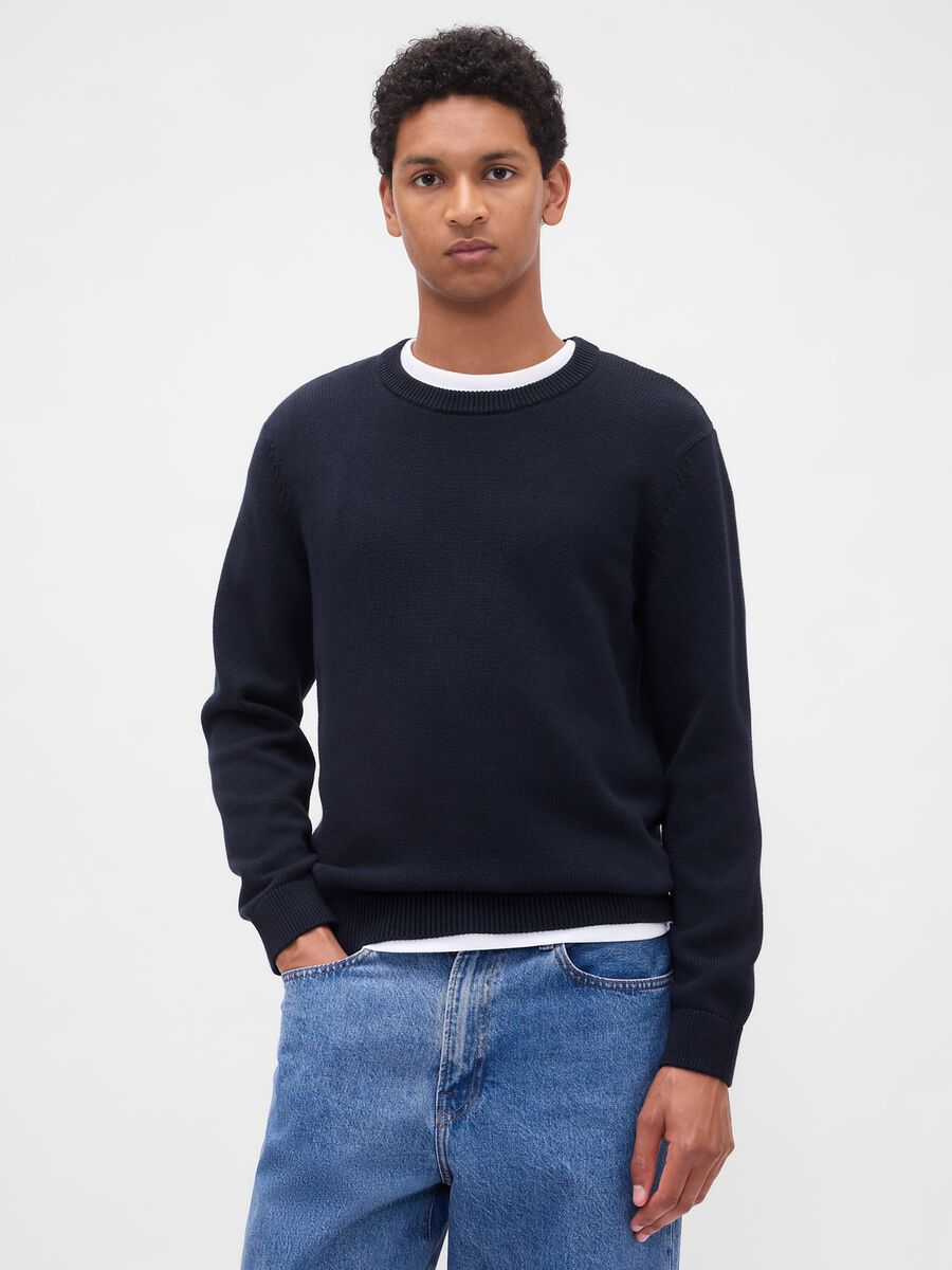 Maglione blu in cotone Uomo_0