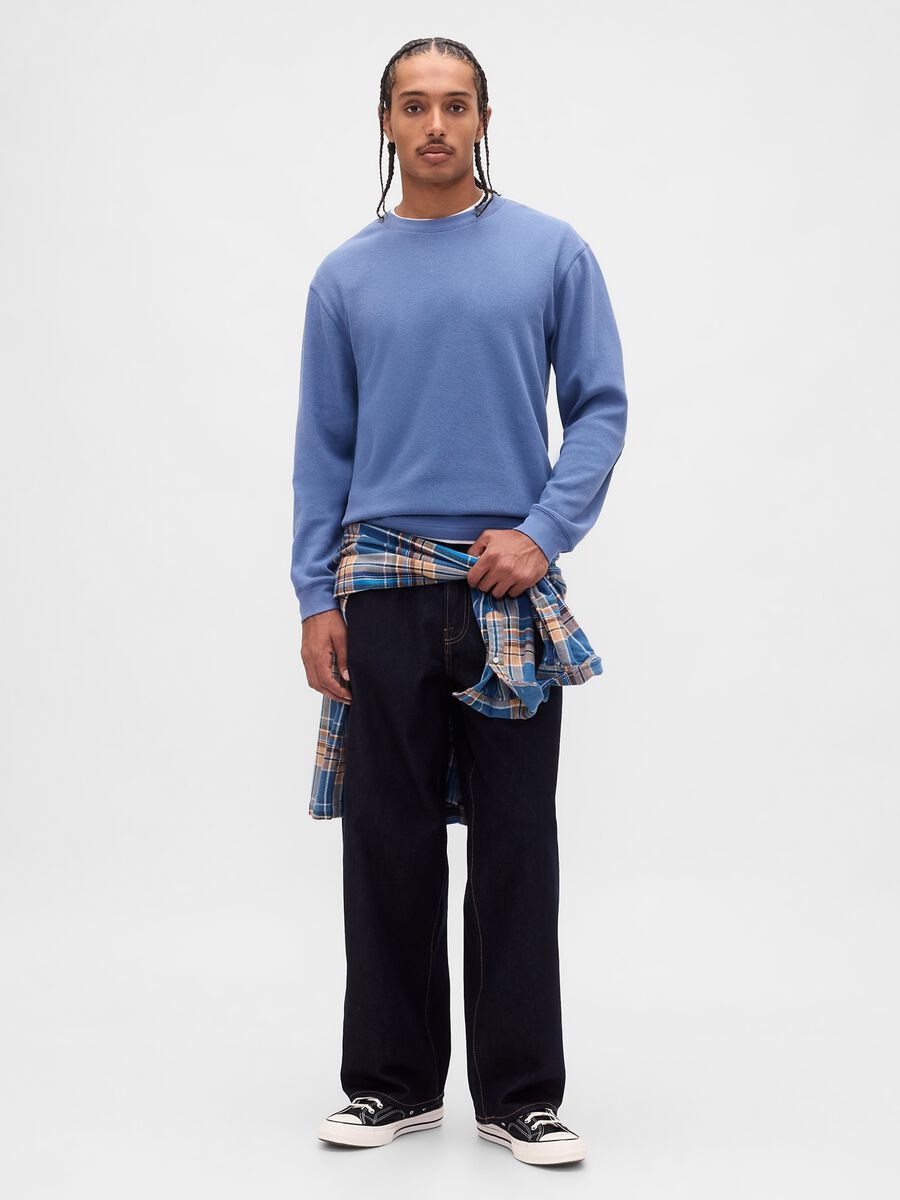 Maglia azzurra a maniche lunghe elasticizzata Uomo_2