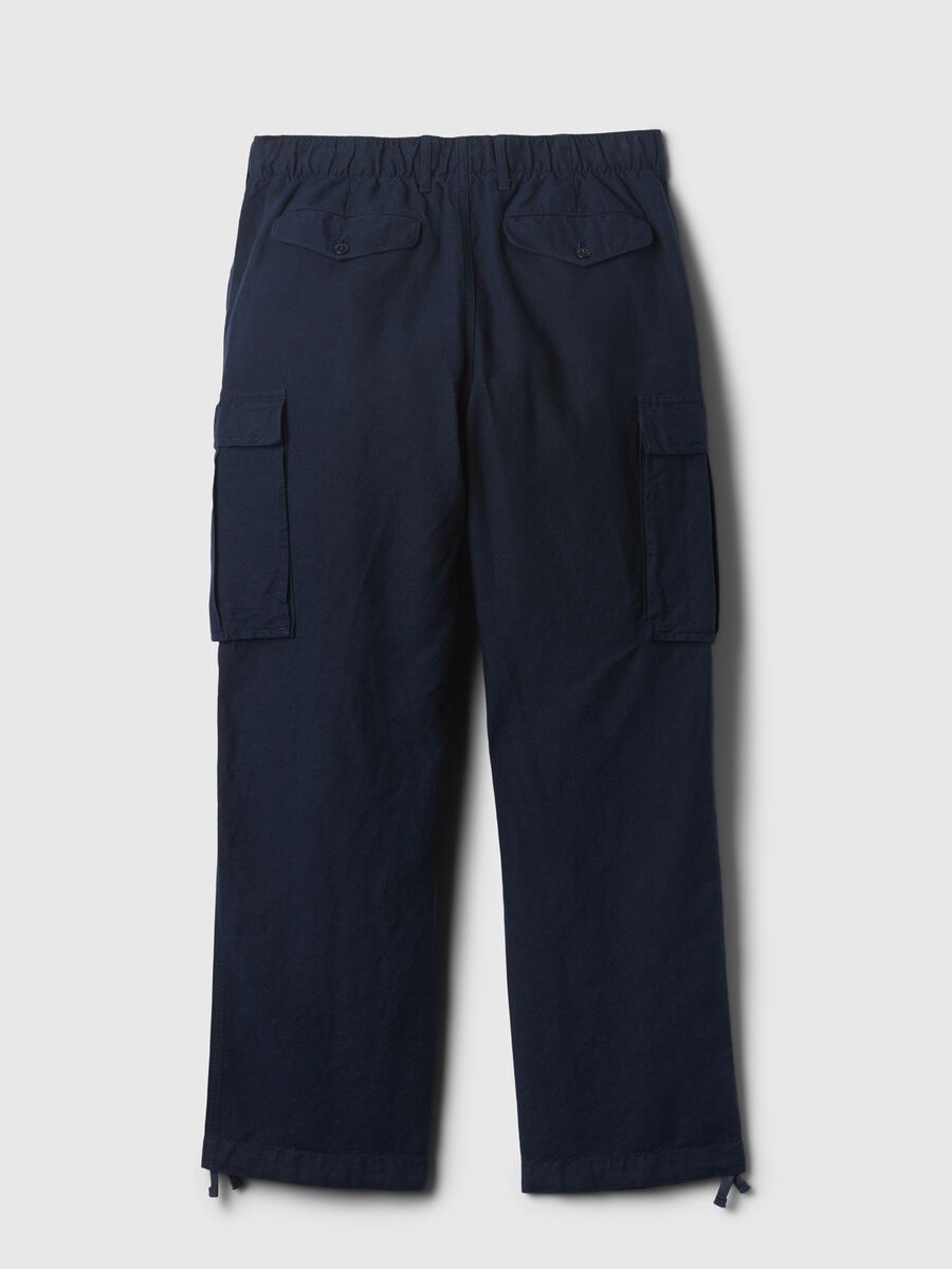 Cargo parachute trousers in linen and cotton Man_5