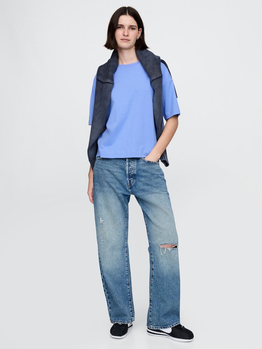 T-shirt a maniche corte azzurra in cotone Gap Donna_1