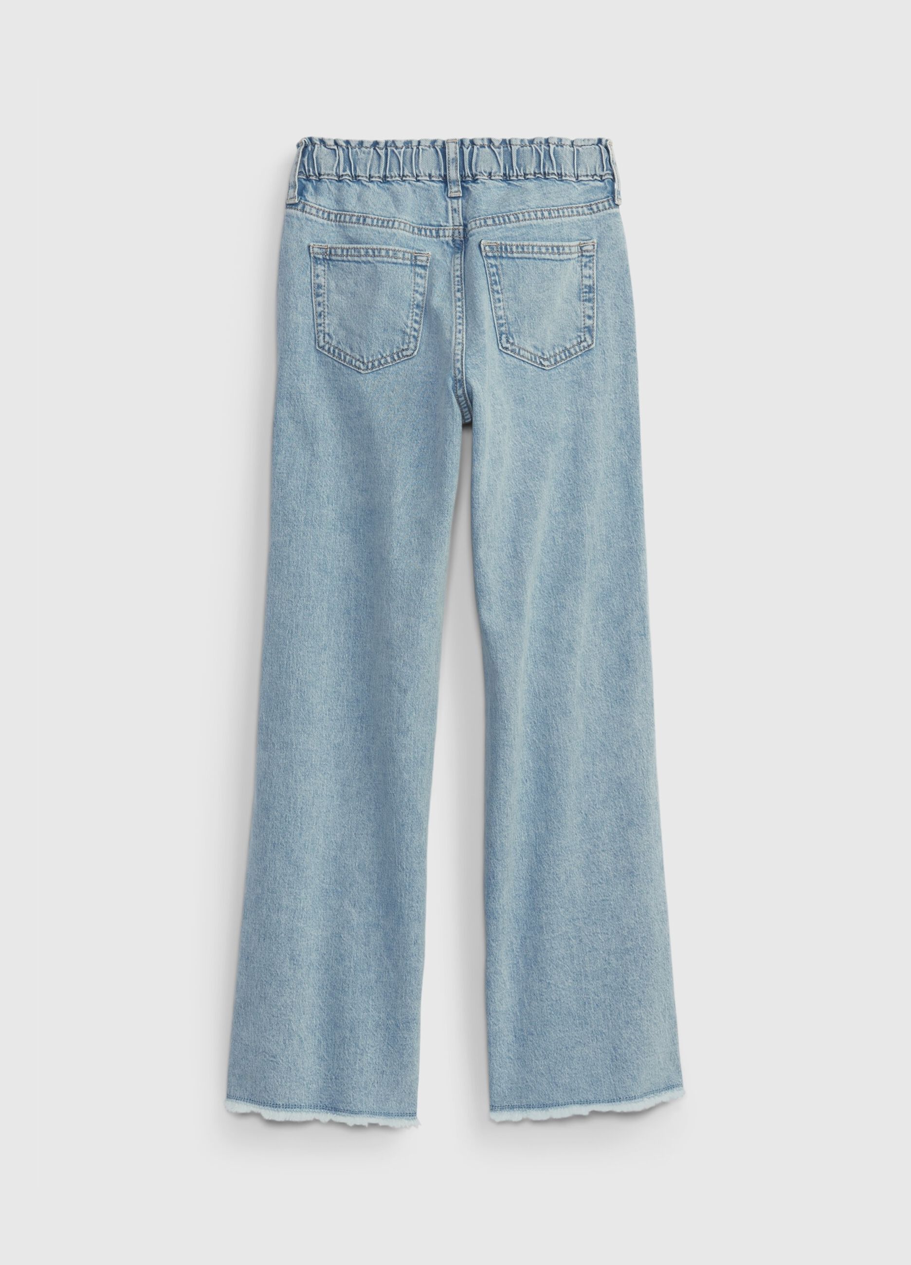 Jeans wide leg a vita alta sfrangiato_1
