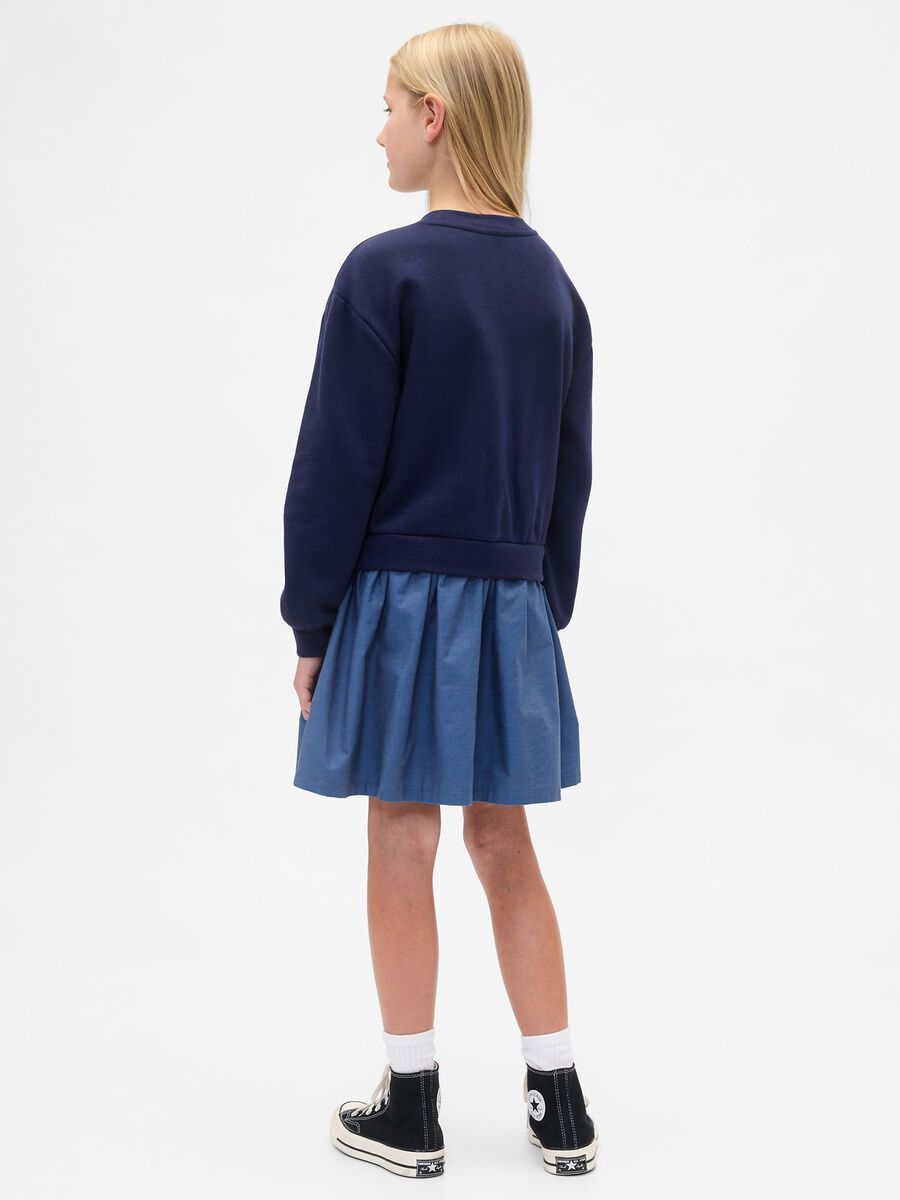 Blue Dress with Denim Skirt for Girls Girl_1