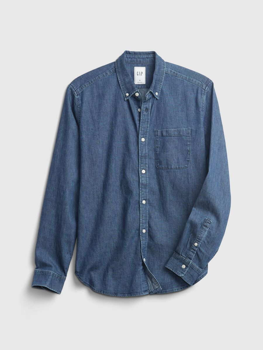 Camicia in denim con tasca Uomo_4