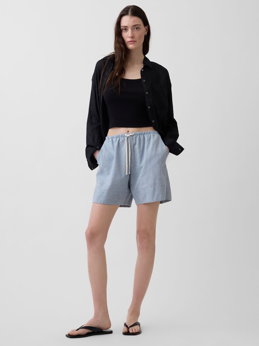 Shorts in misto lino Donna_4