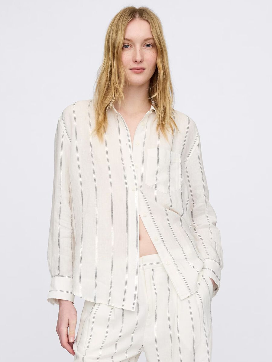 Camicia lunga a righe bianche Gap Donna_0