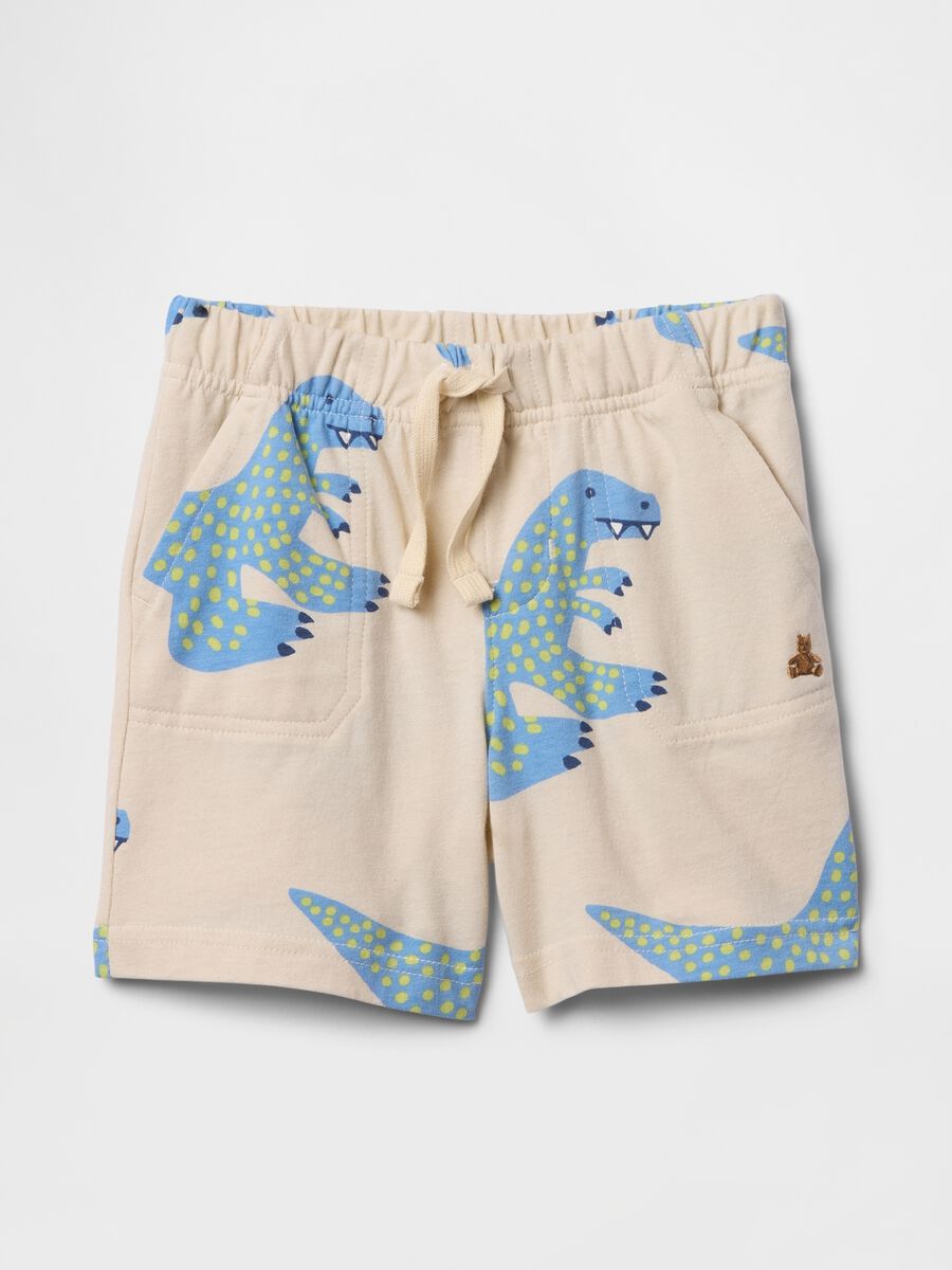 Pantaloncini con stampa dinosauro beige Bimbo_0
