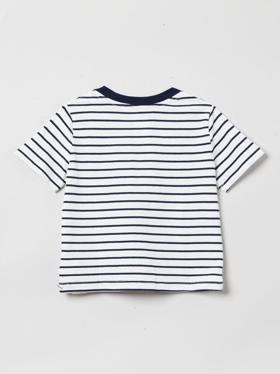 Striped cotton T-shirt with pocket Toddler Boy_1