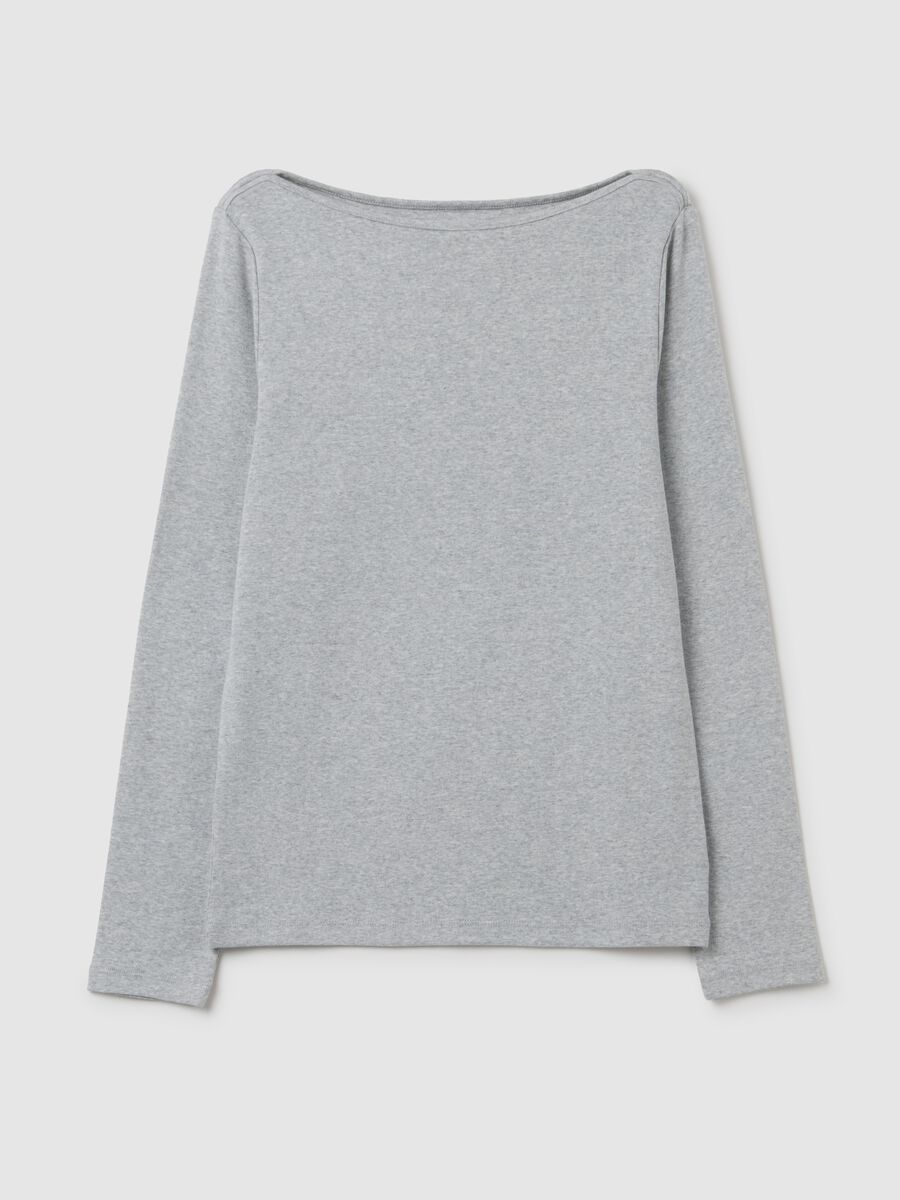 T-shirt scollo a barchetta in cotone e modal Donna_2