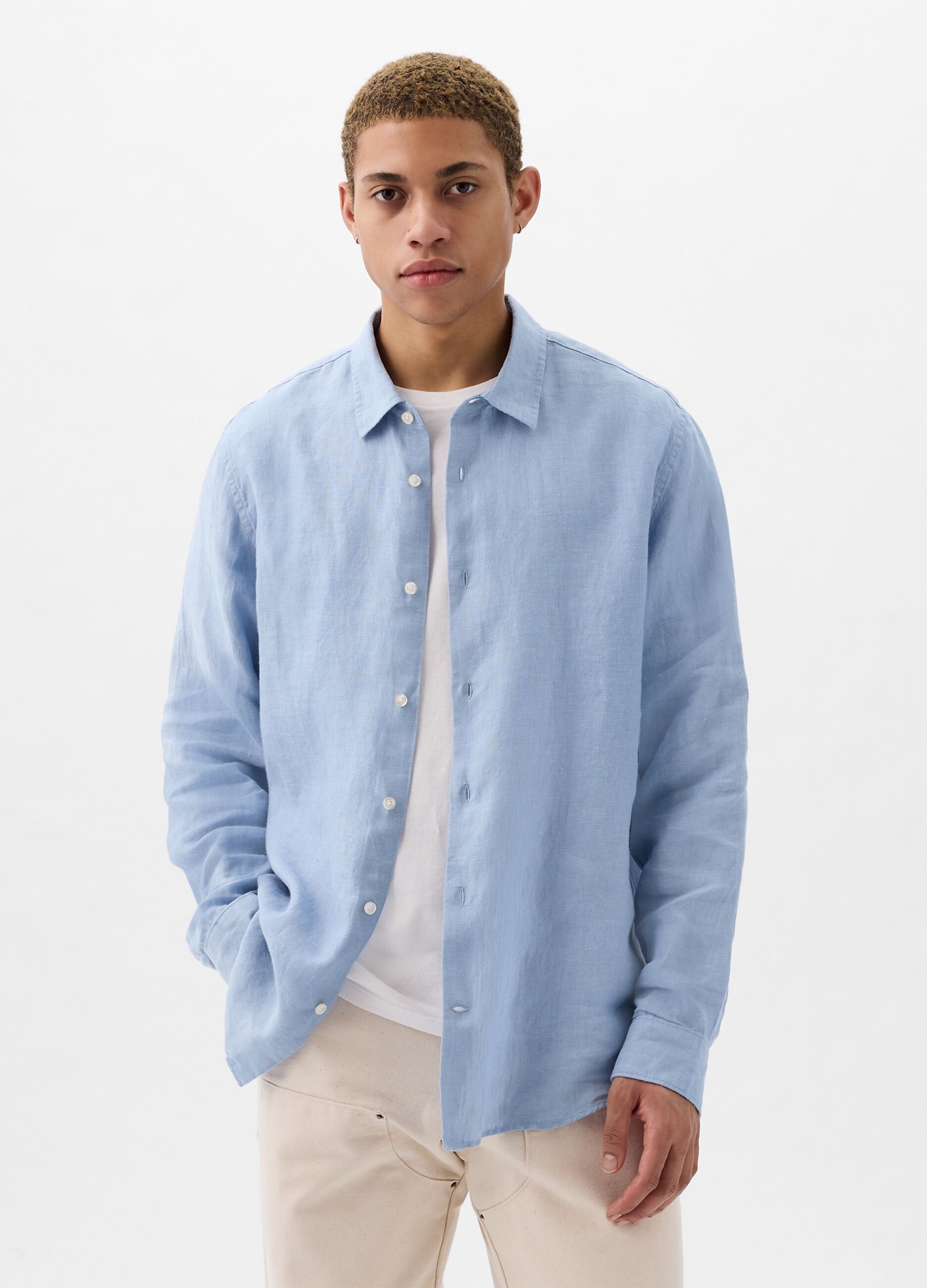 Camicia regular fit in lino