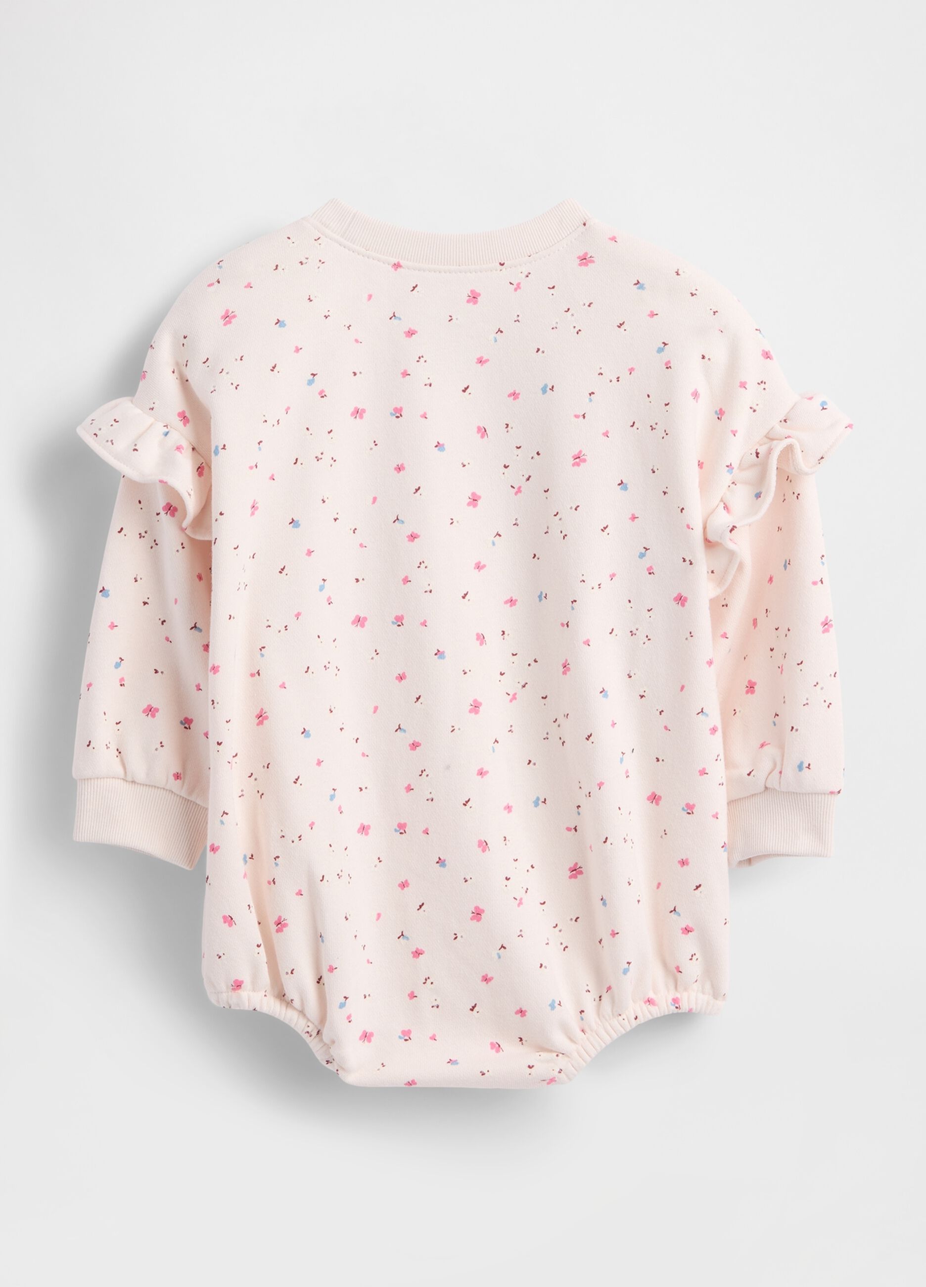 Pink cotton bodysuit with flowers_1