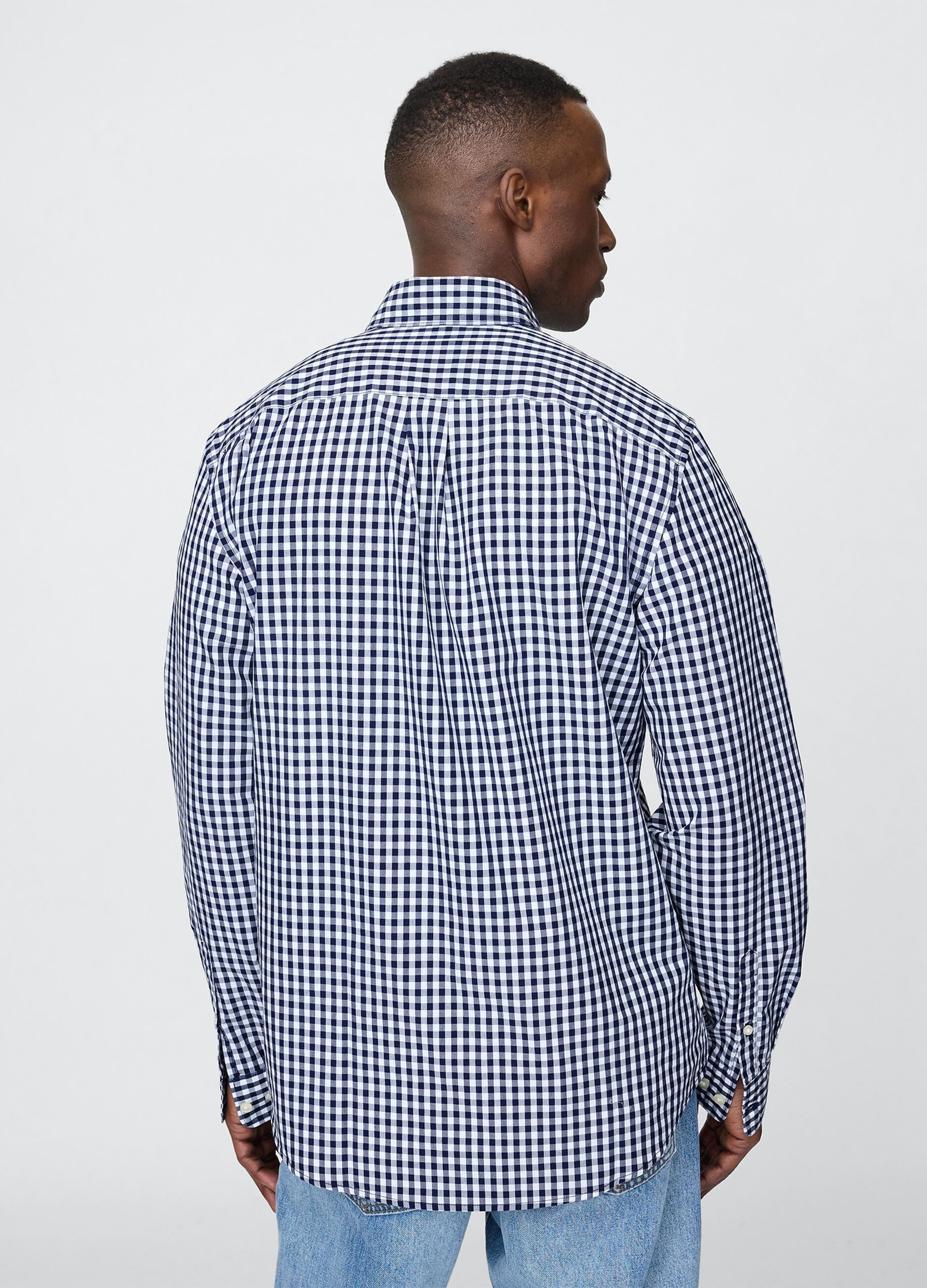 Camicia a quadri blu navy_2