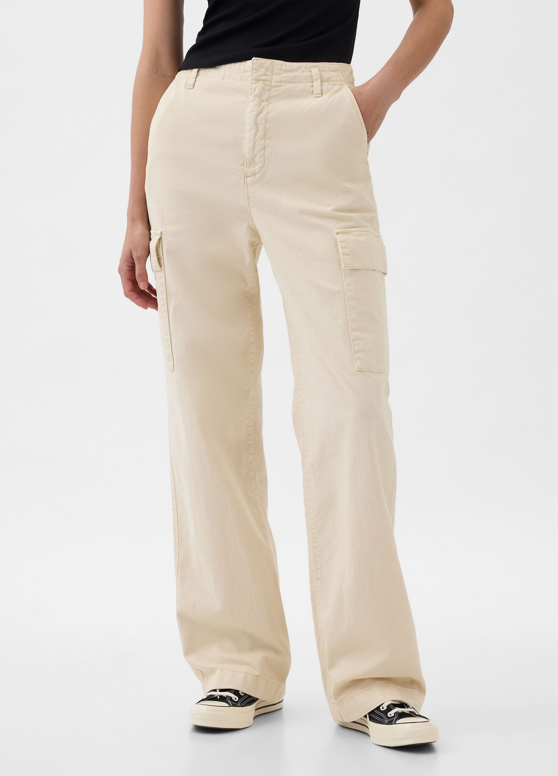 Pantaloni cargo loose fit in cotone_1