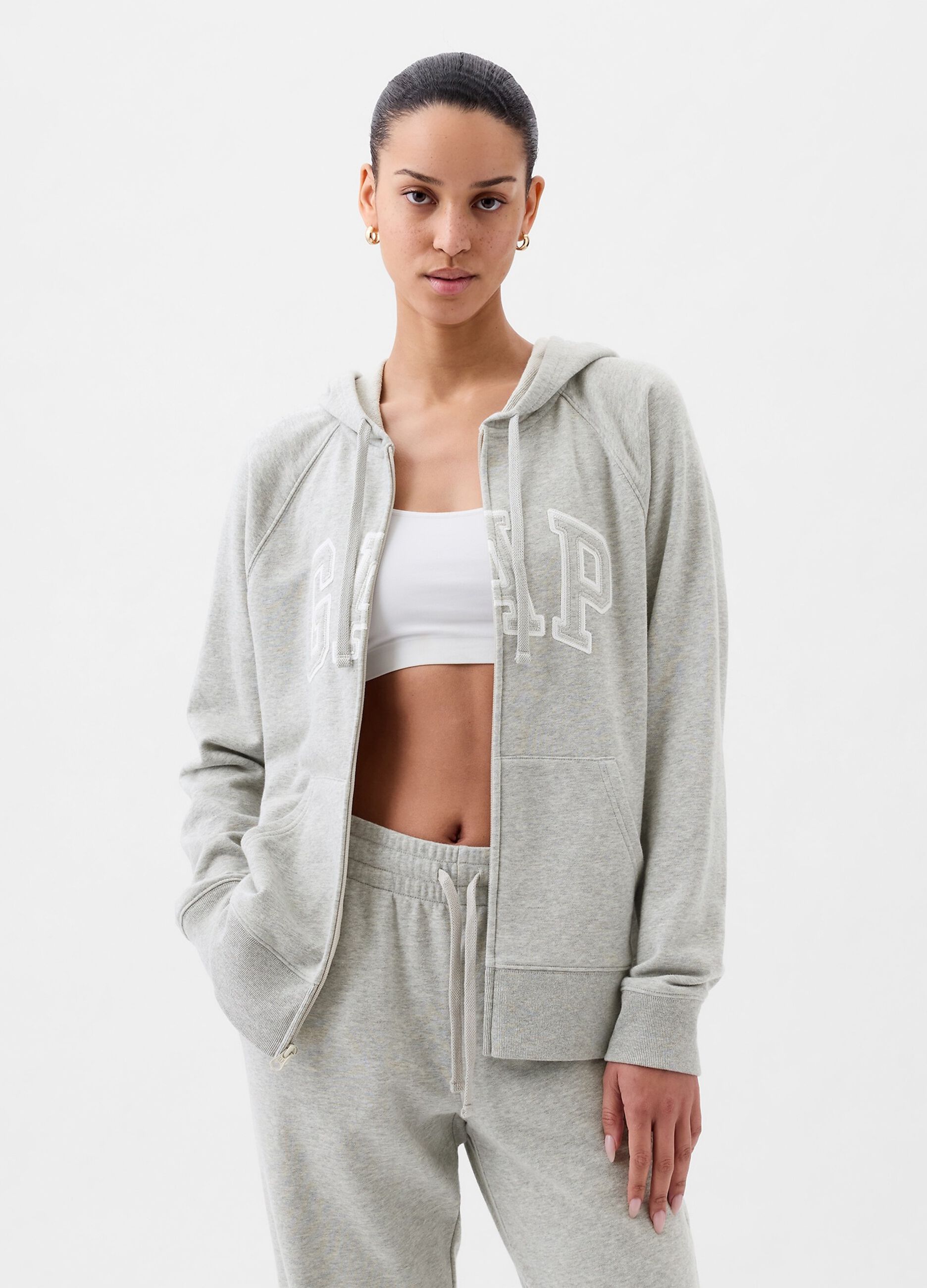 Full-zip in French Terry con ricamo logo