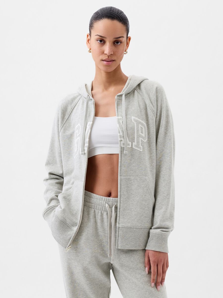 Full-zip in French Terry con ricamo logo Donna_0