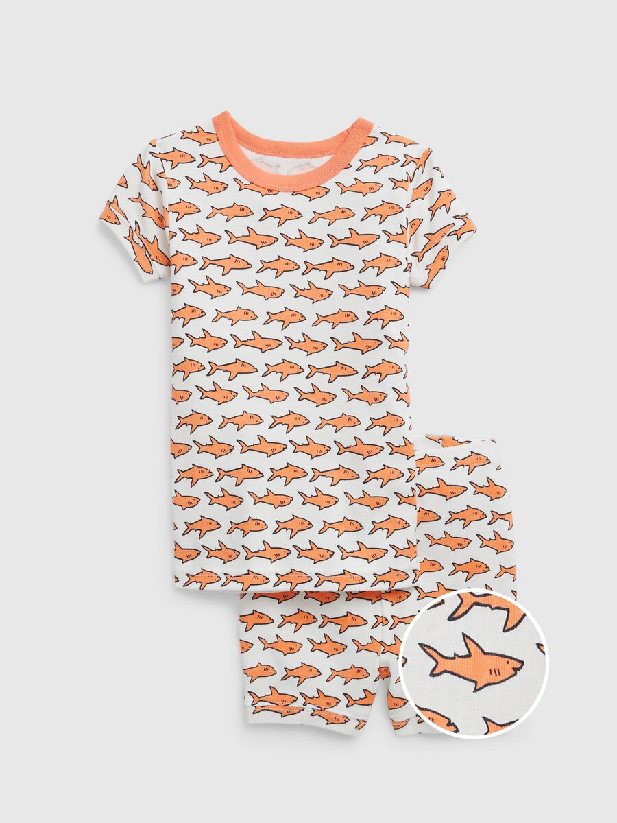 Organic cotton pyjamas with sharks print Newborn Boy_0