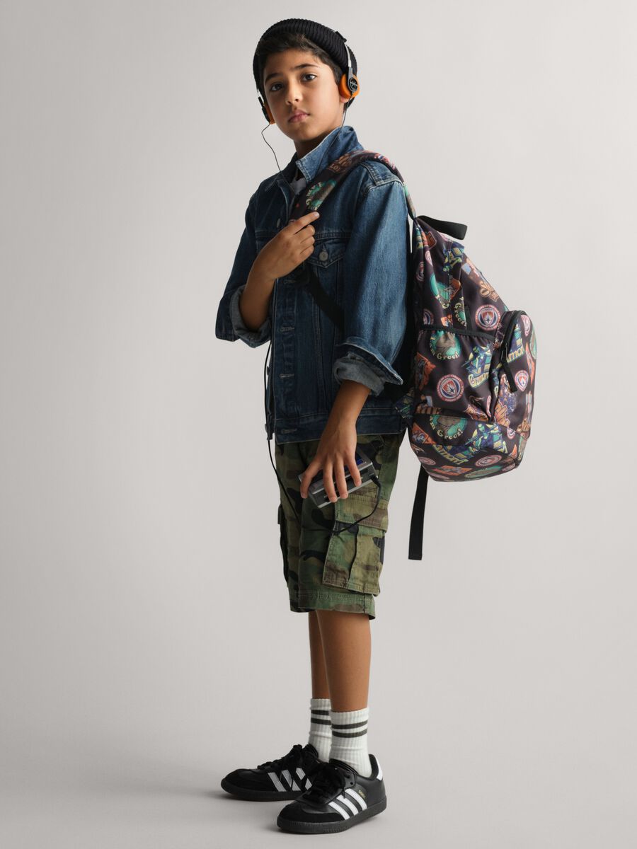 Bermuda cargo in cotone stretch camouflage Bambino_1