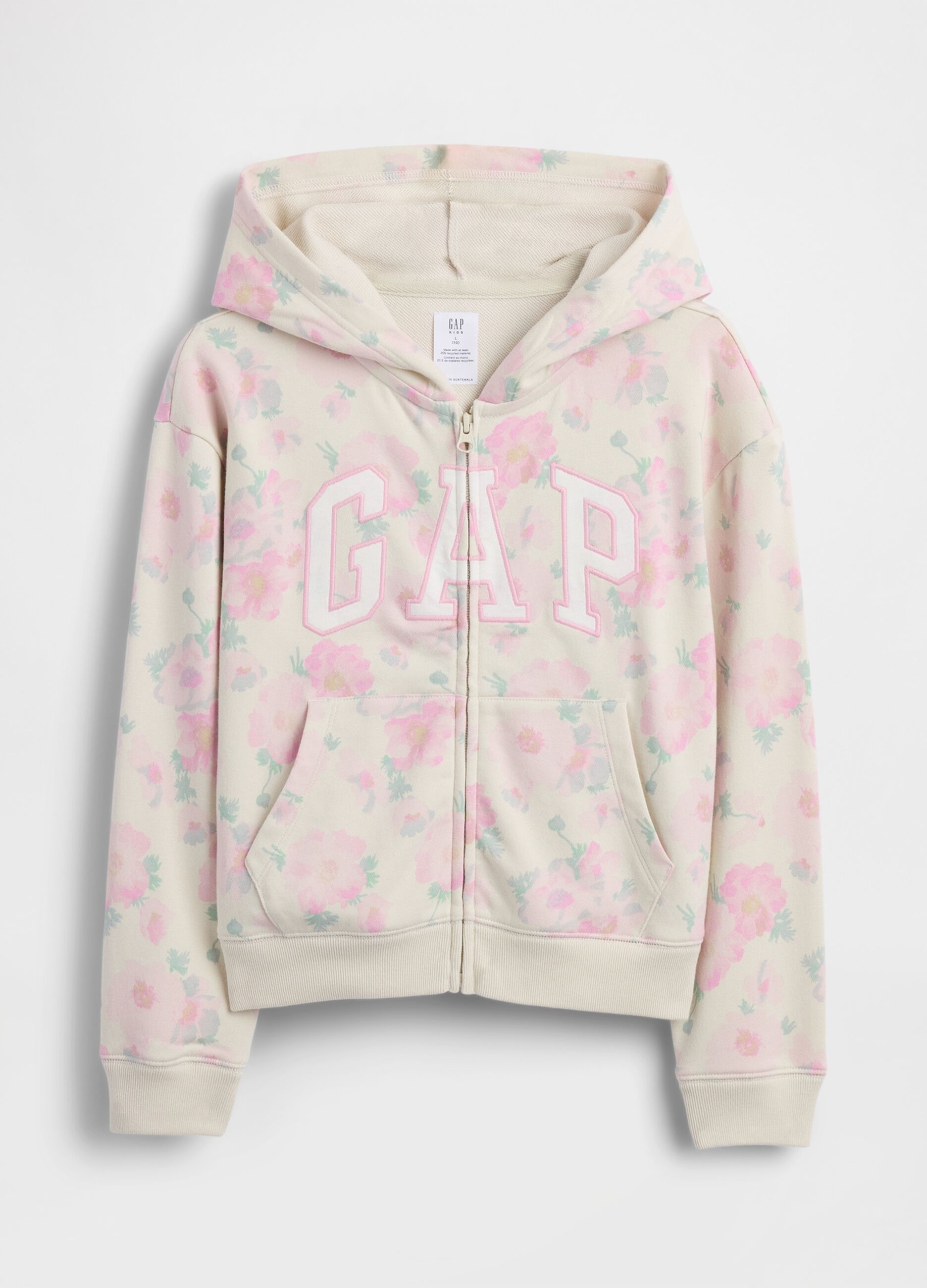 Multicoloured cotton blend girl's sweatshirt with floral pattern