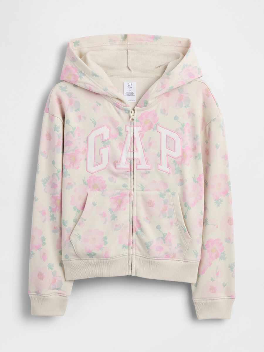Multicoloured cotton blend girl's sweatshirt with floral pattern Girl_2