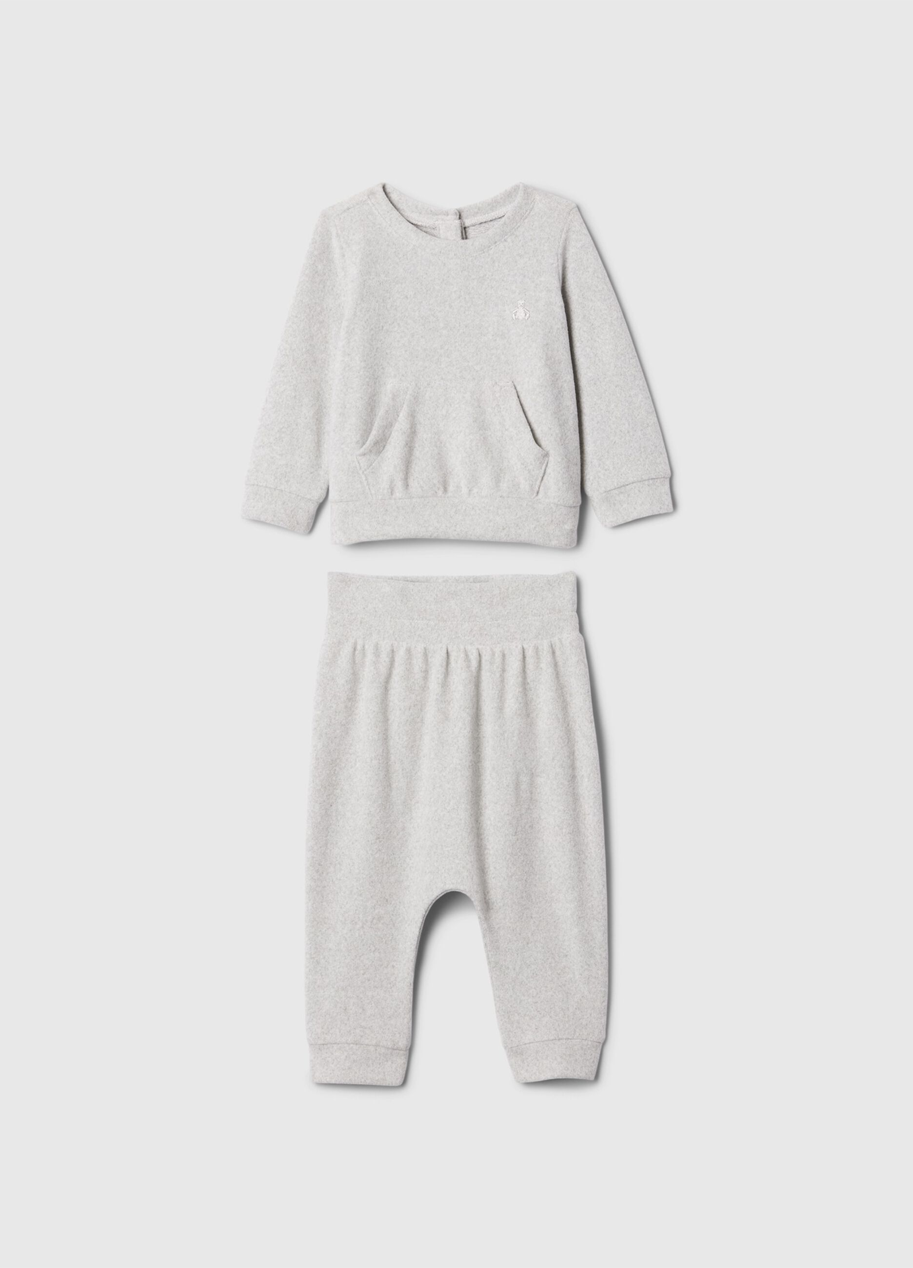 Set top e pantaloni con ricamo orsetto