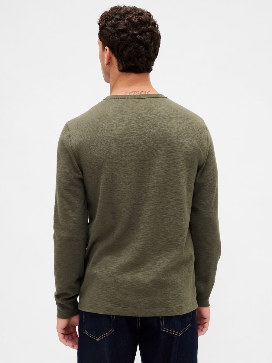 Long Sleeve T-shirt verde in cotone Uomo_1