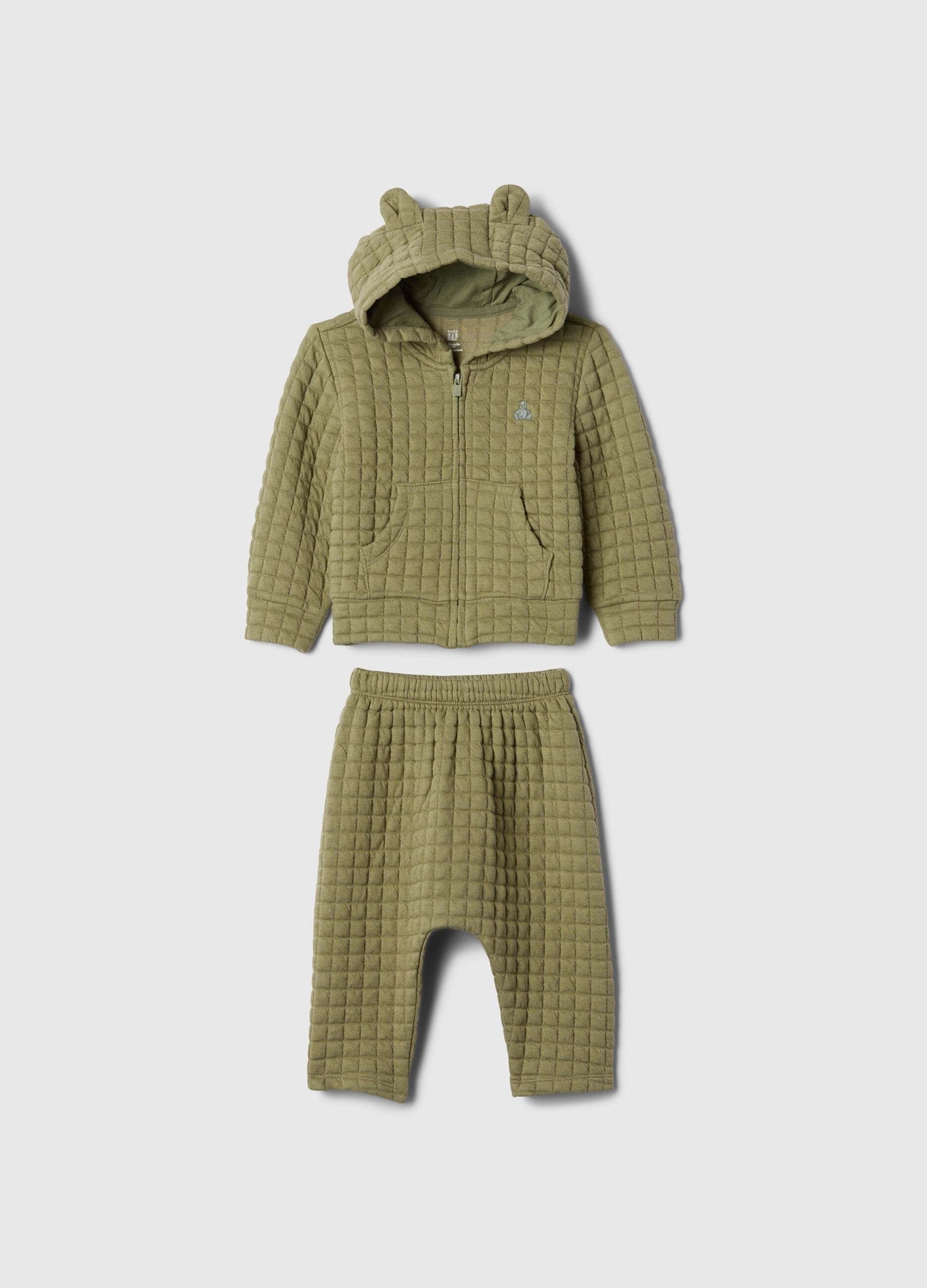 Top and trousers set in quilted fleece