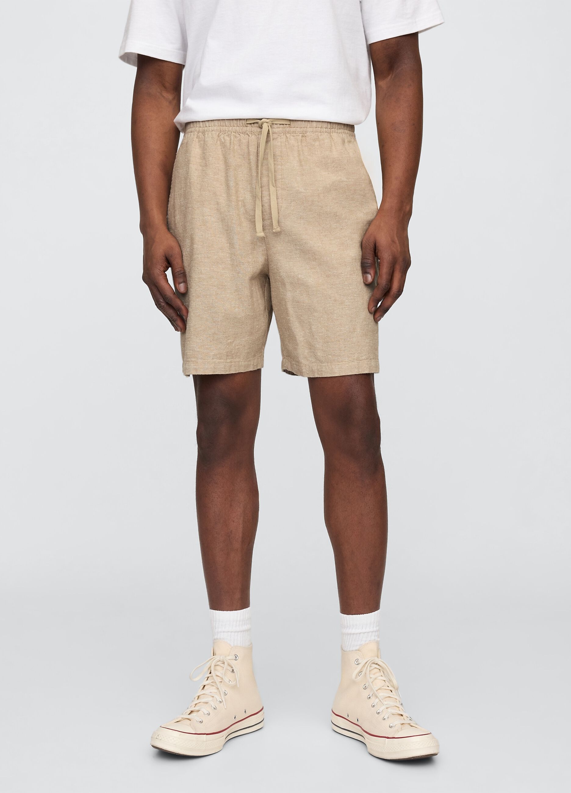 Shorts in misto cotone e lino_1