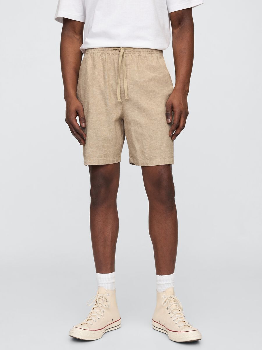 Shorts beige in misto cotone e lino Uomo_1