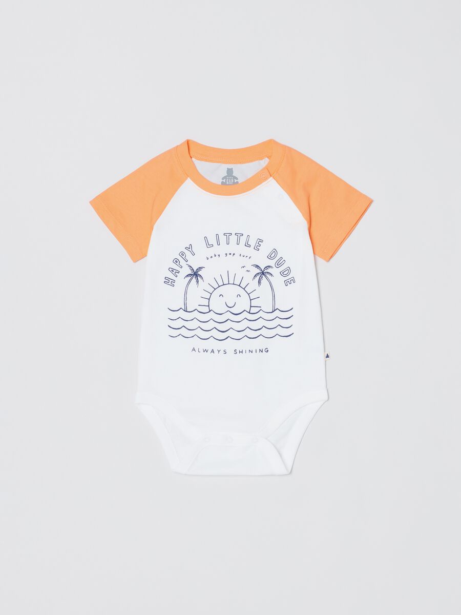 Bodysuit in organic cotton with sun print Newborn Boy_0