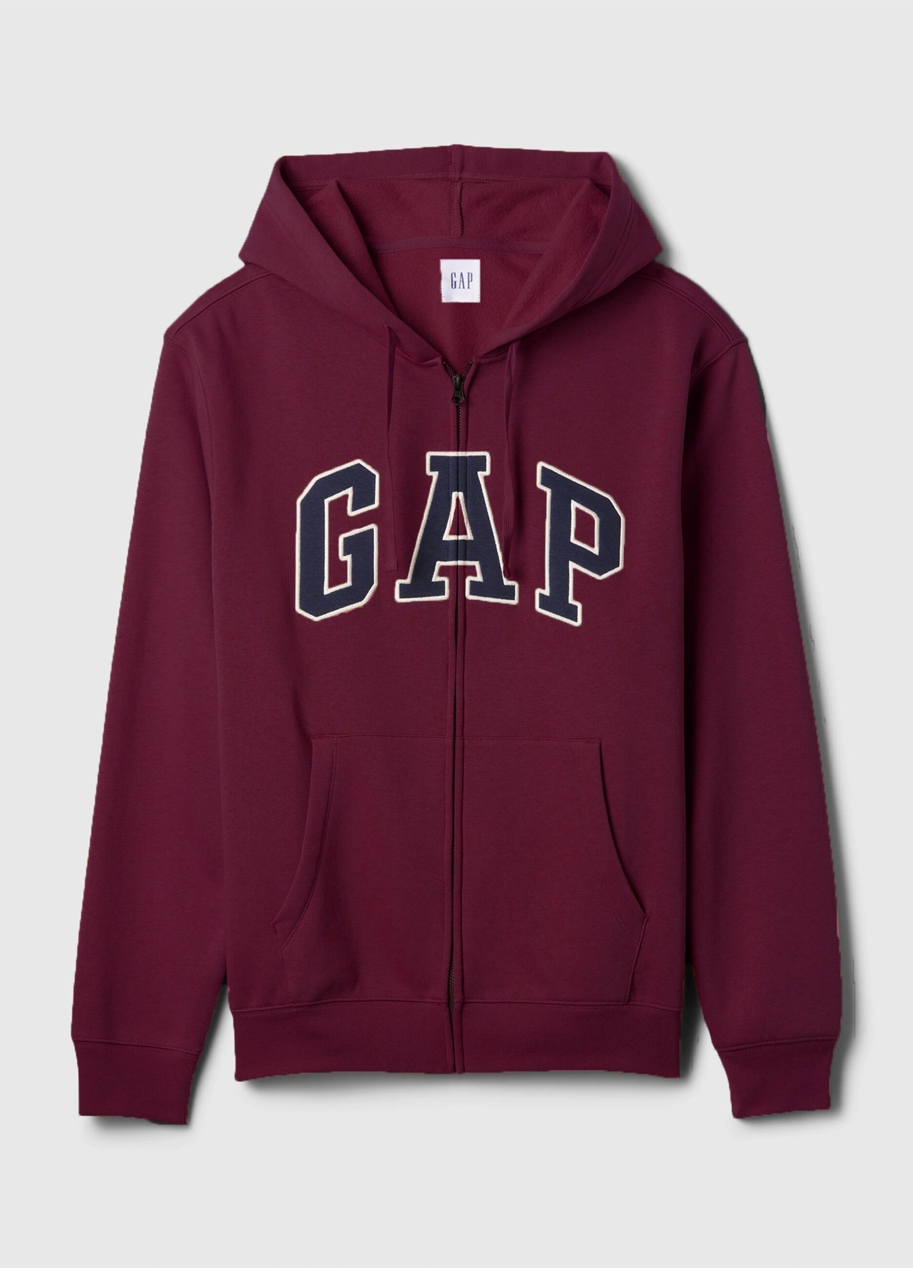 Felpa rossa con cappuccio e zip completa_3