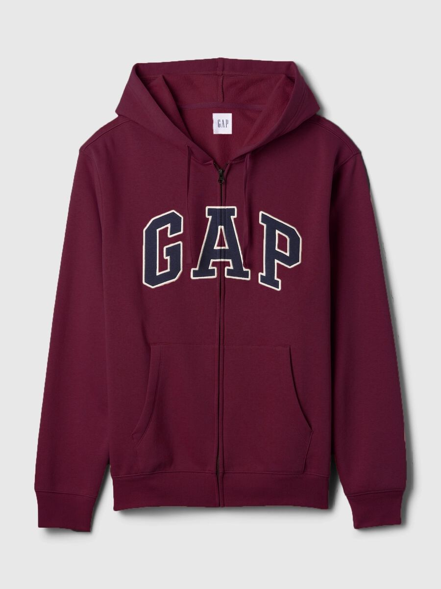 Felpa rossa con cappuccio e zip completa Uomo_3