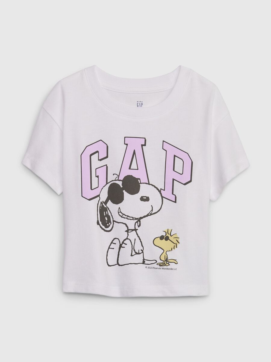 T-shirt girocollo stampa Snoopy e Woodstock Bimba_0