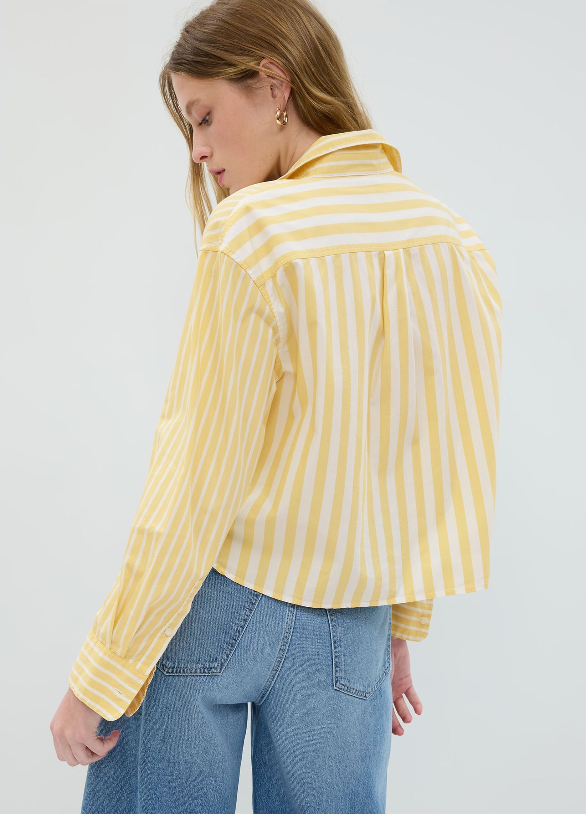 Cropped striped shirt in poplin_1