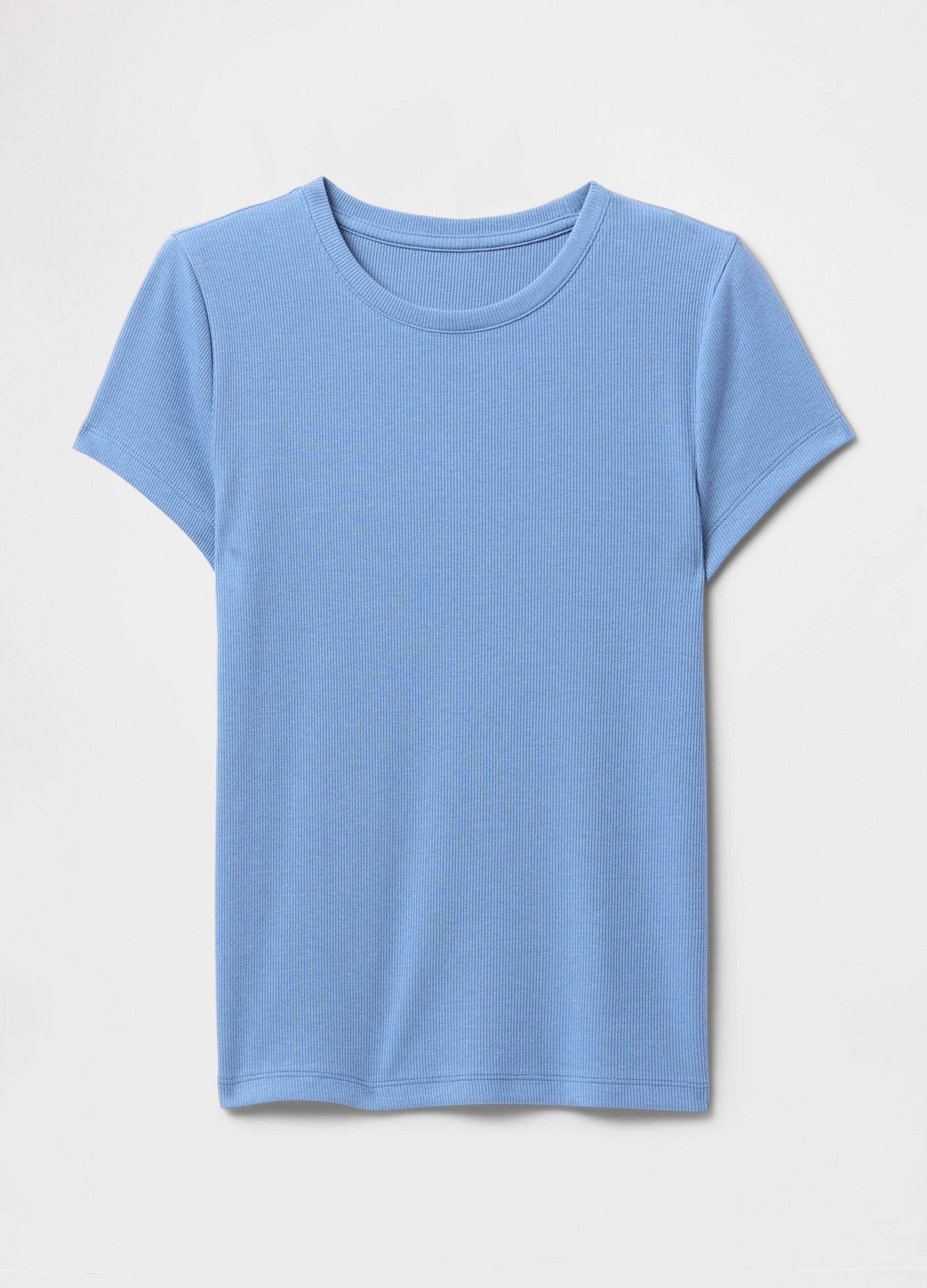 T-shirt slim fit in cotone a costine _3