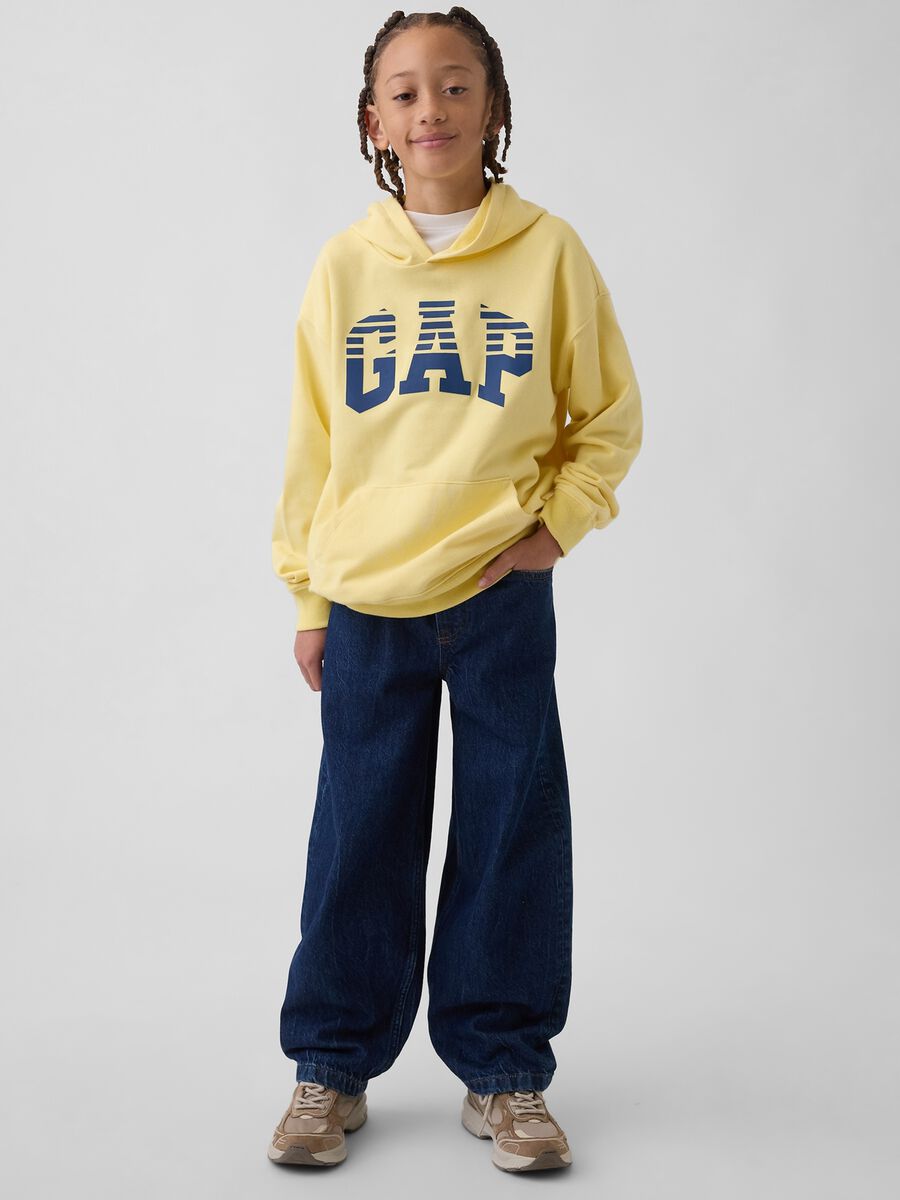 Felpa in misto cotone gialla da bambino regular fit con logo Bambino_1