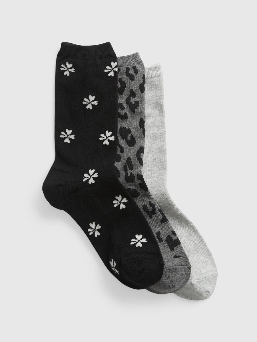 Three-pair pack socks with floral pattern Woman_0