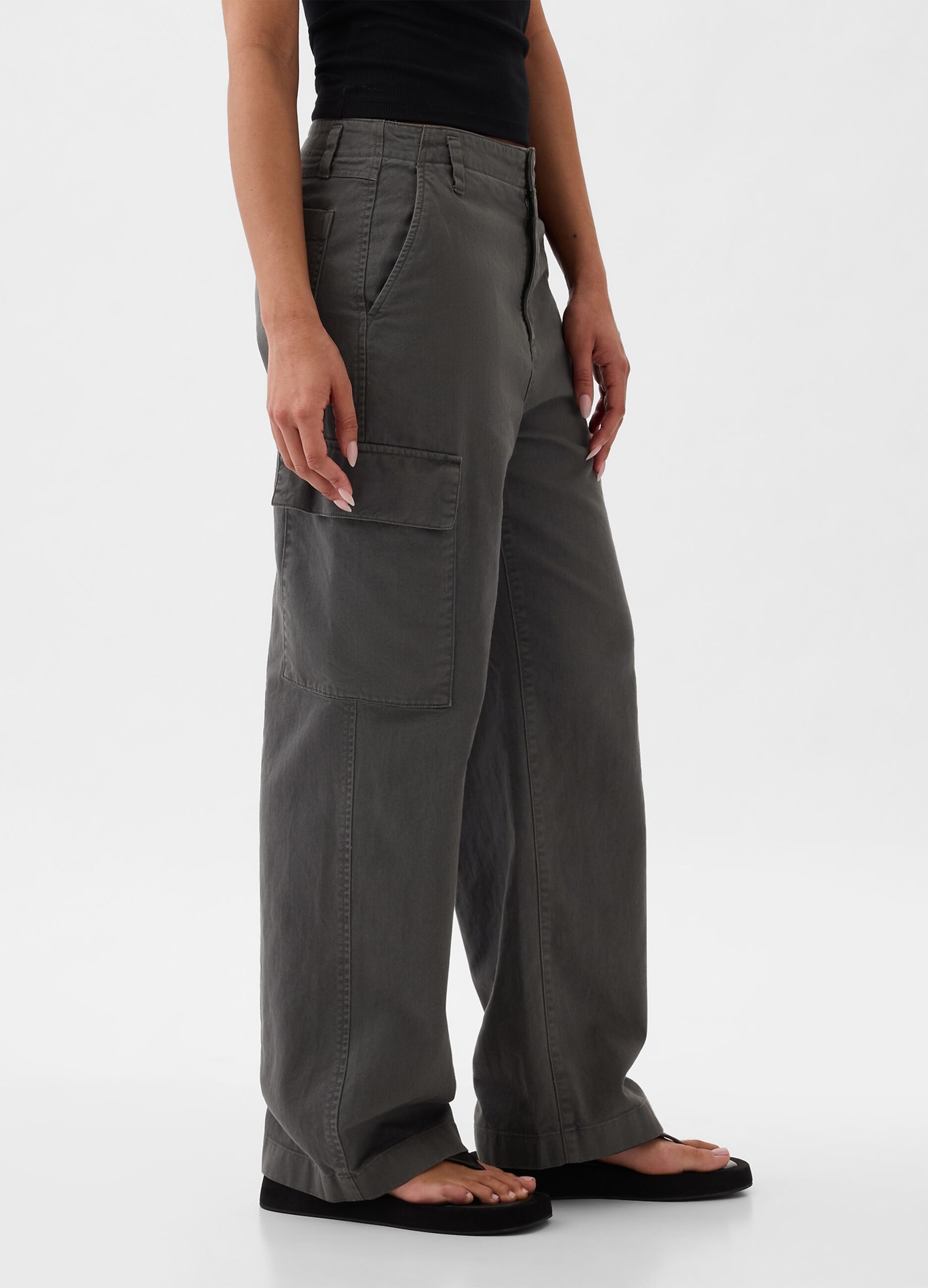 Pantaloni cargo loose fit in cotone_2