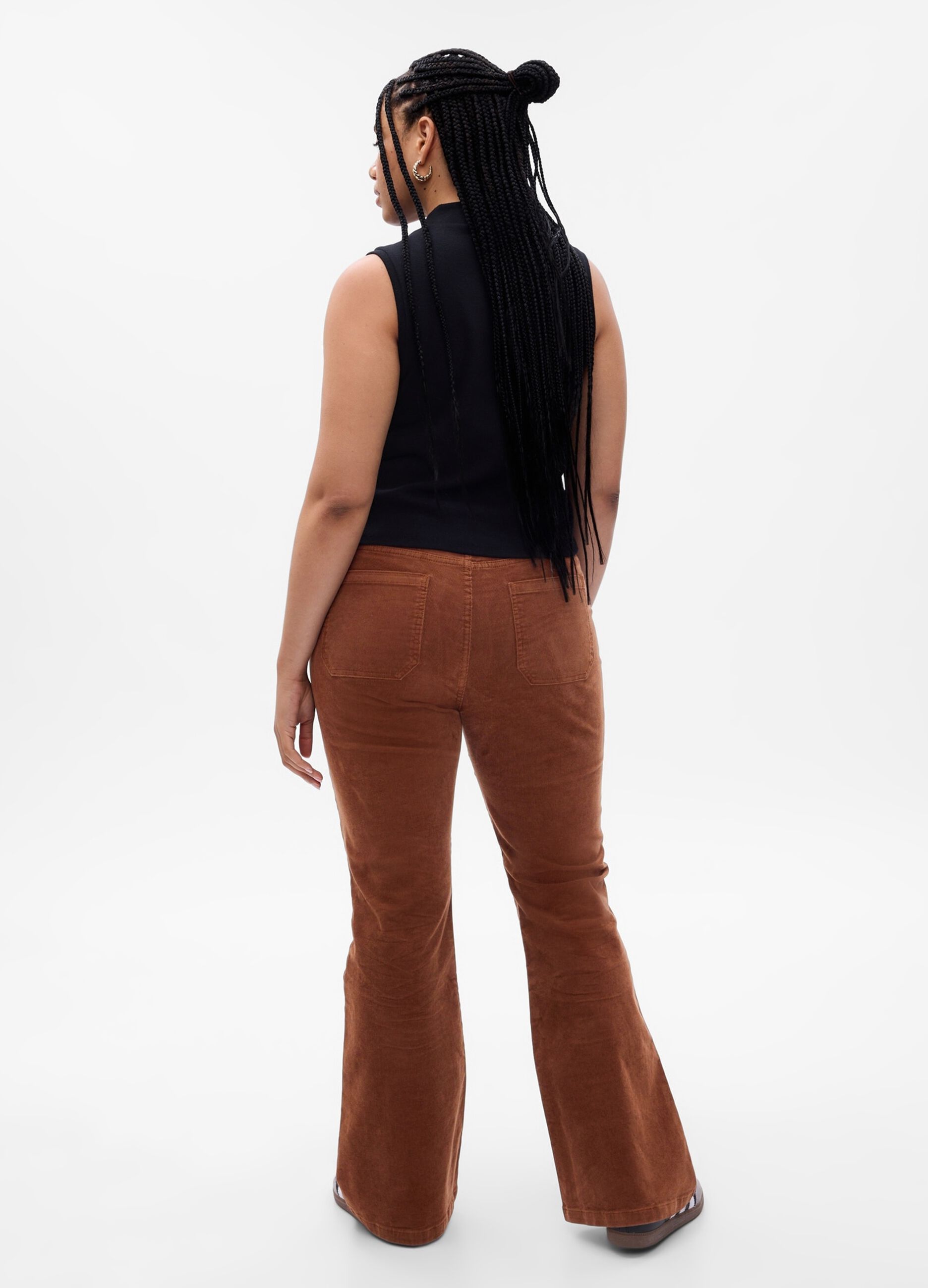Flare-fit high-rise trousers in corduroy_4