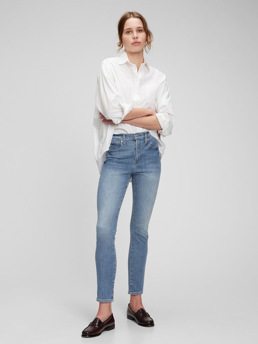 Faded, skinny-fit stretch jeans Woman_0