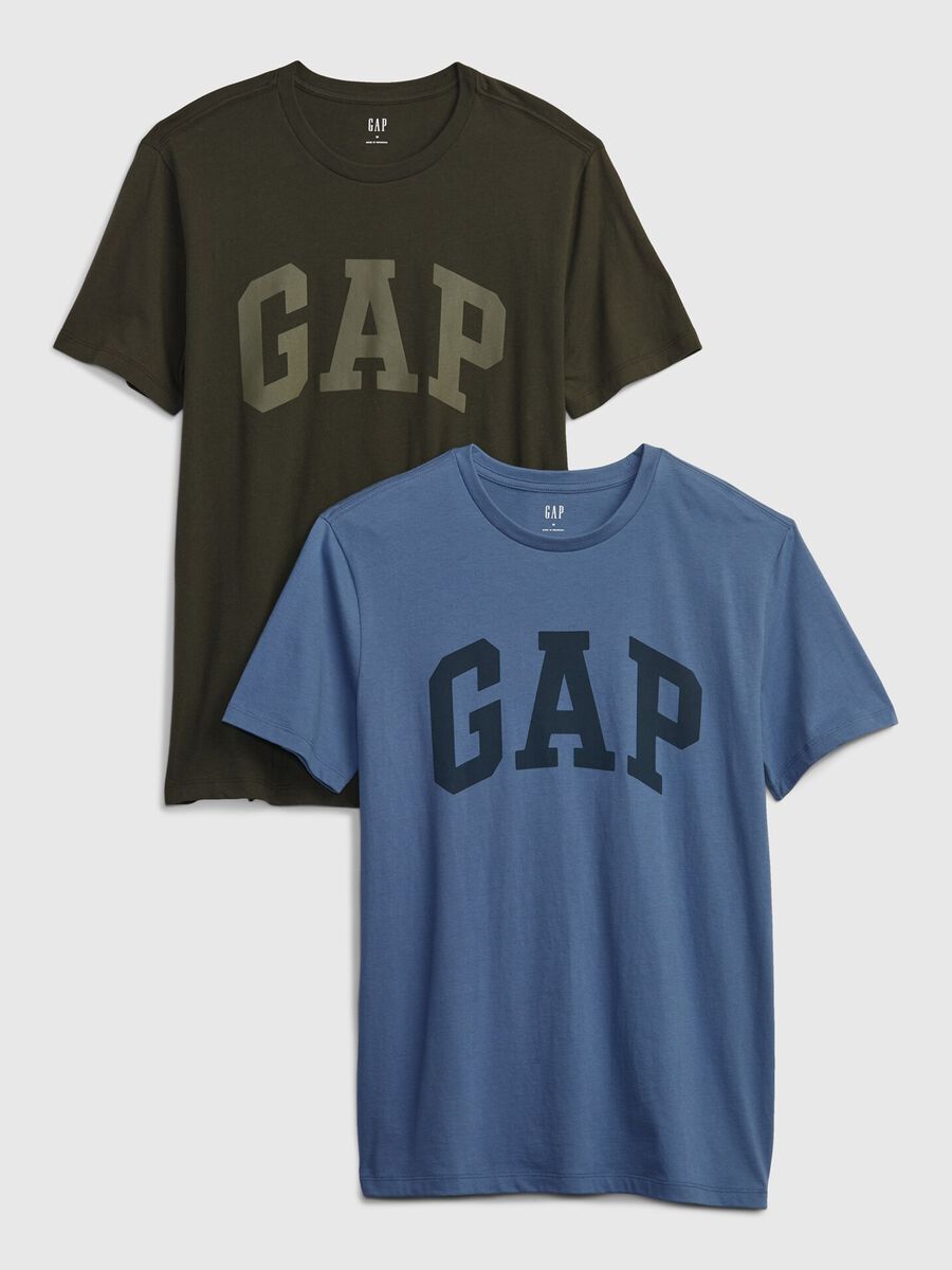 Bipack t-shirt in cotone con stampa logo Uomo_0