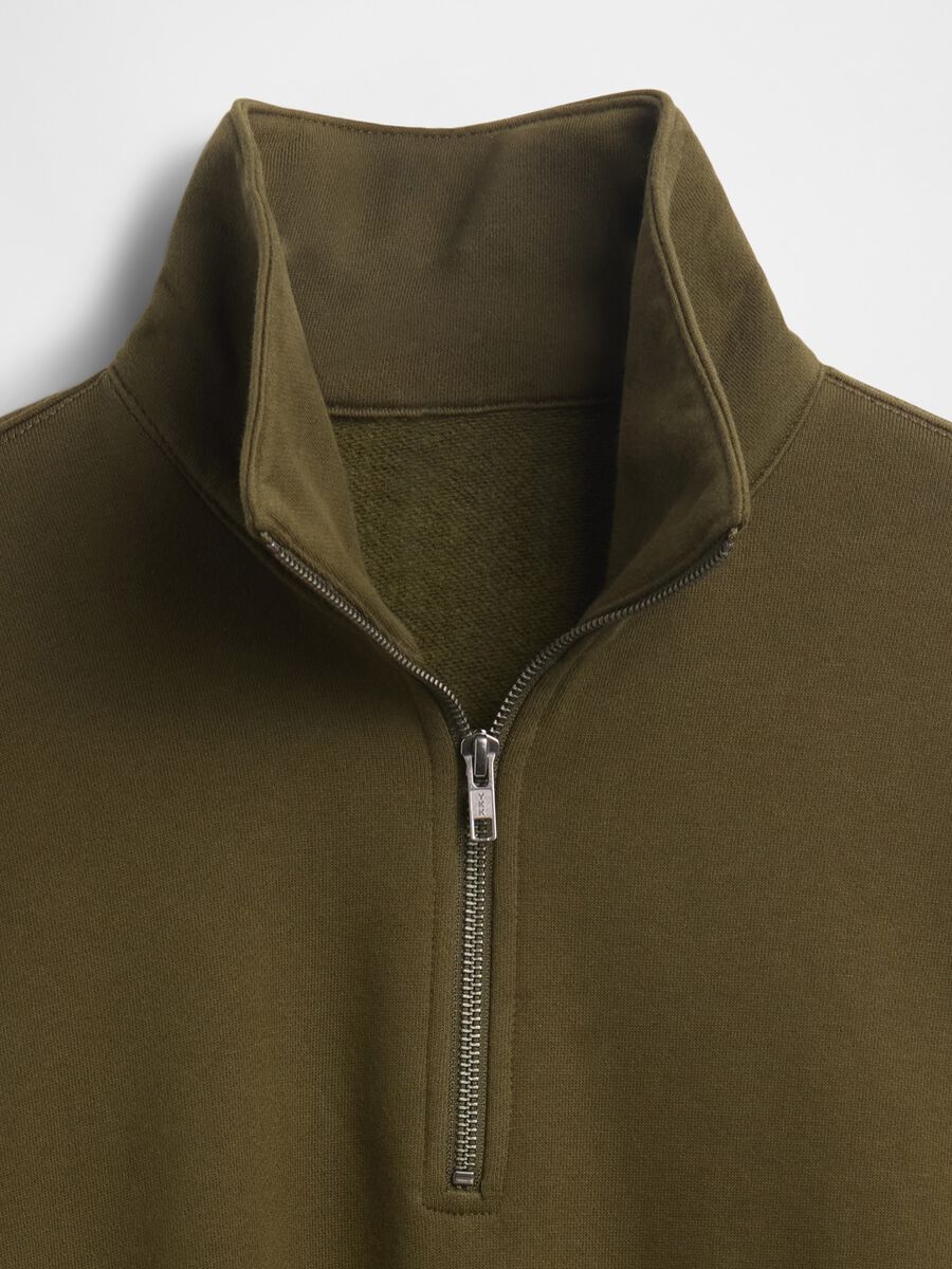 Felpa verde con mezza zip Uomo_4