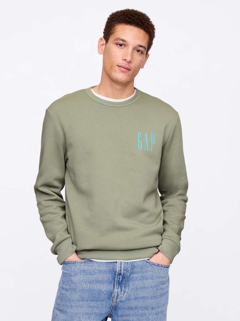Felpa verde girocollo in misto cotone