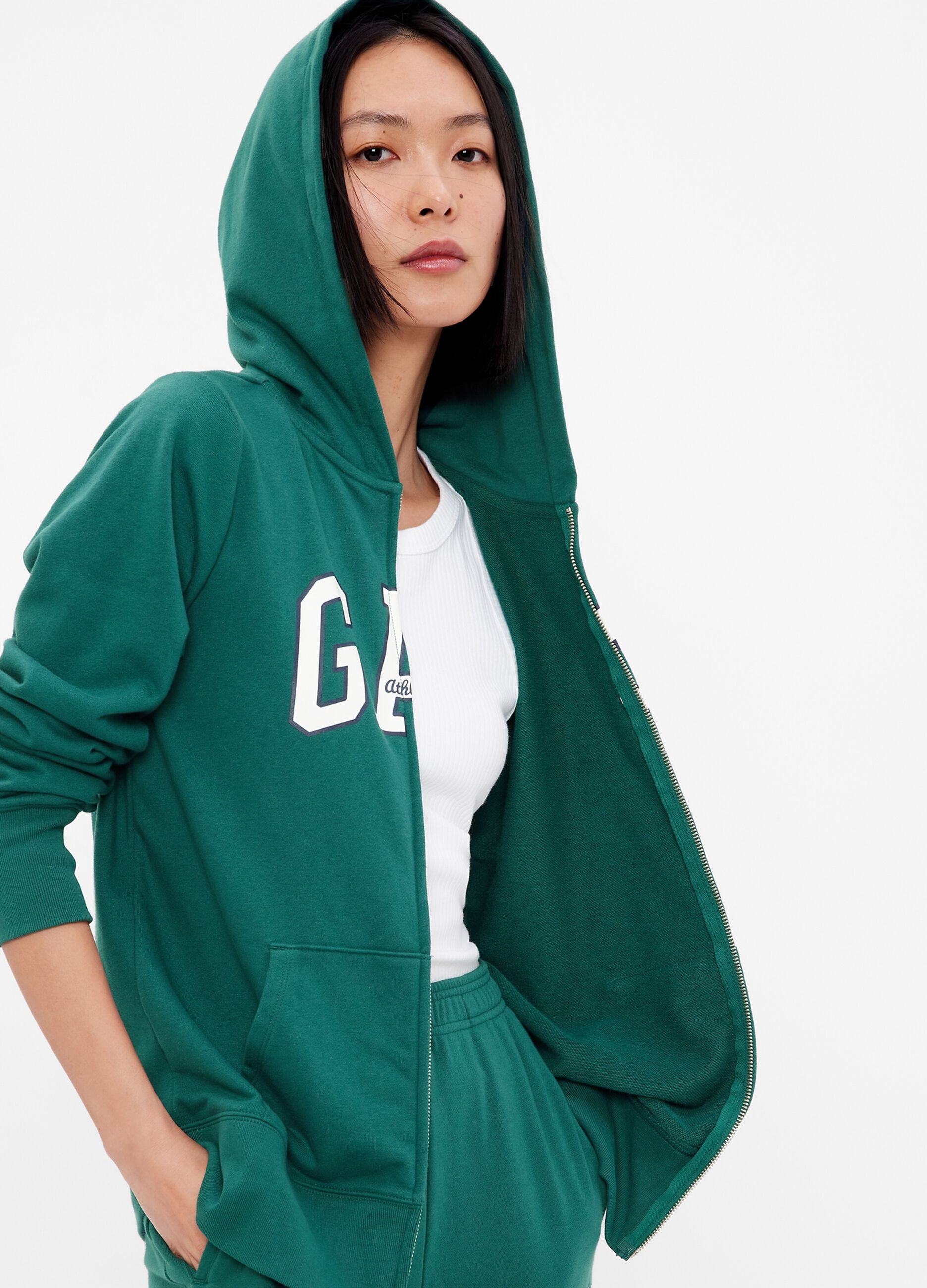 Full-zip hoodie with logo print
