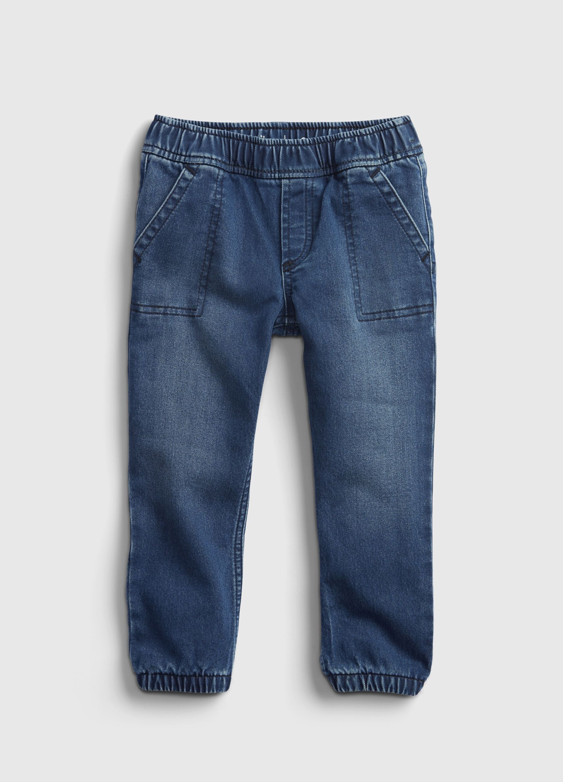 Denim joggers with pockets