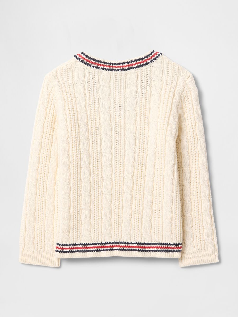 Maglione bianco GAP Kids in cotone con scollo a V Uomo_1